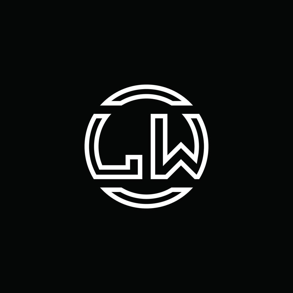 monogramme du logo lw avec modèle de conception arrondi de cercle d'espace négatif vecteur