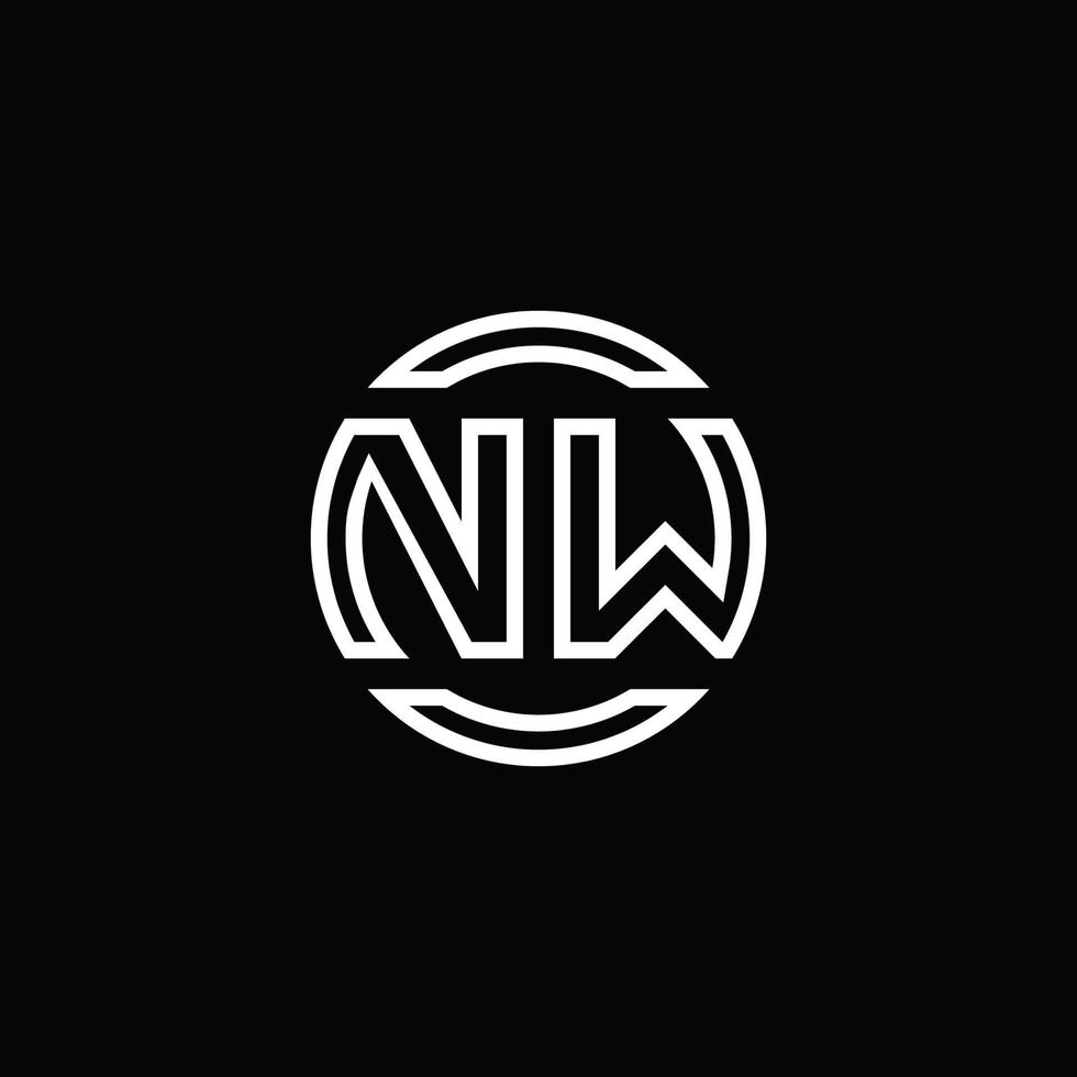 monogramme du logo nw avec modèle de conception arrondi de cercle d'espace négatif vecteur