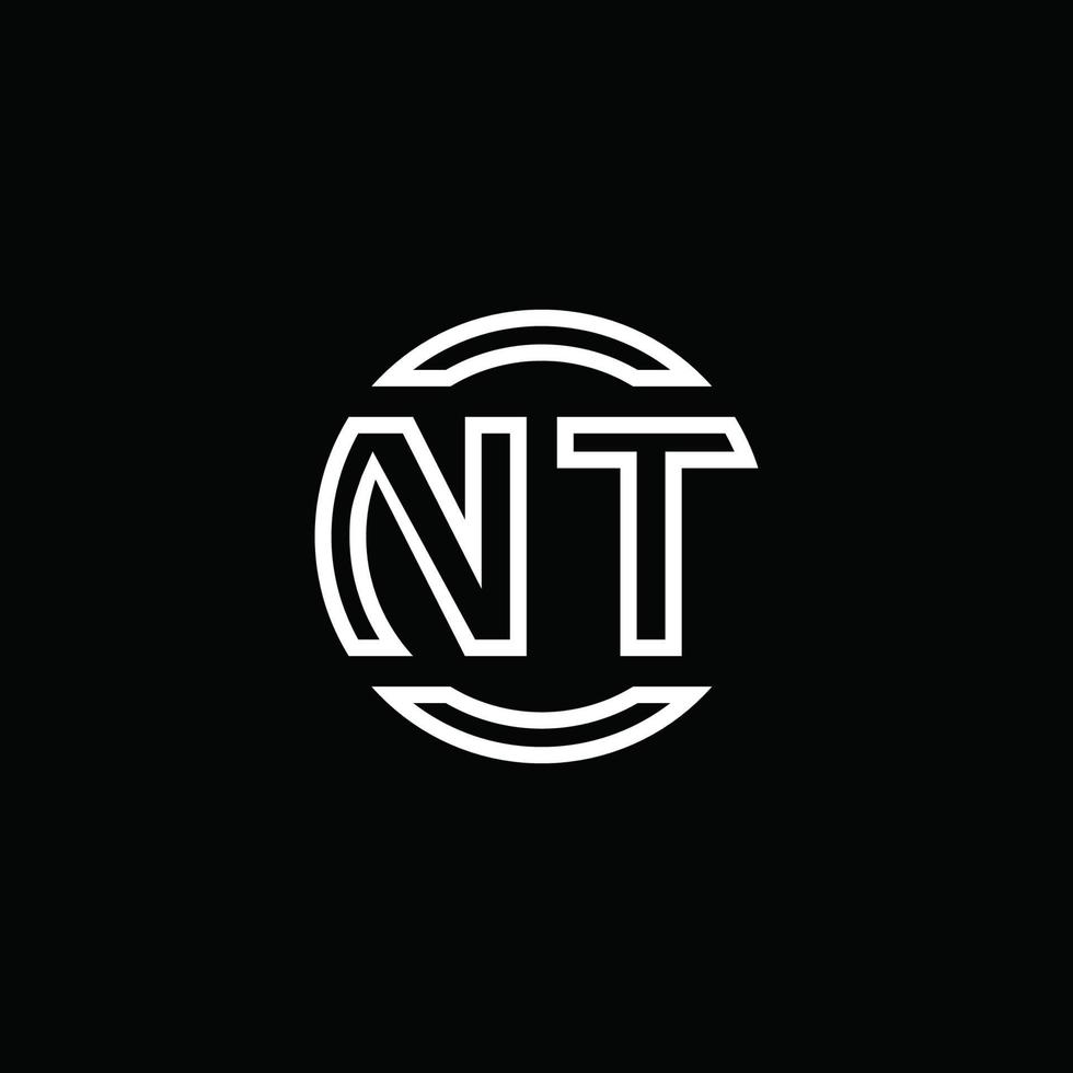 monogramme du logo nt avec modèle de conception arrondi de cercle d'espace négatif vecteur