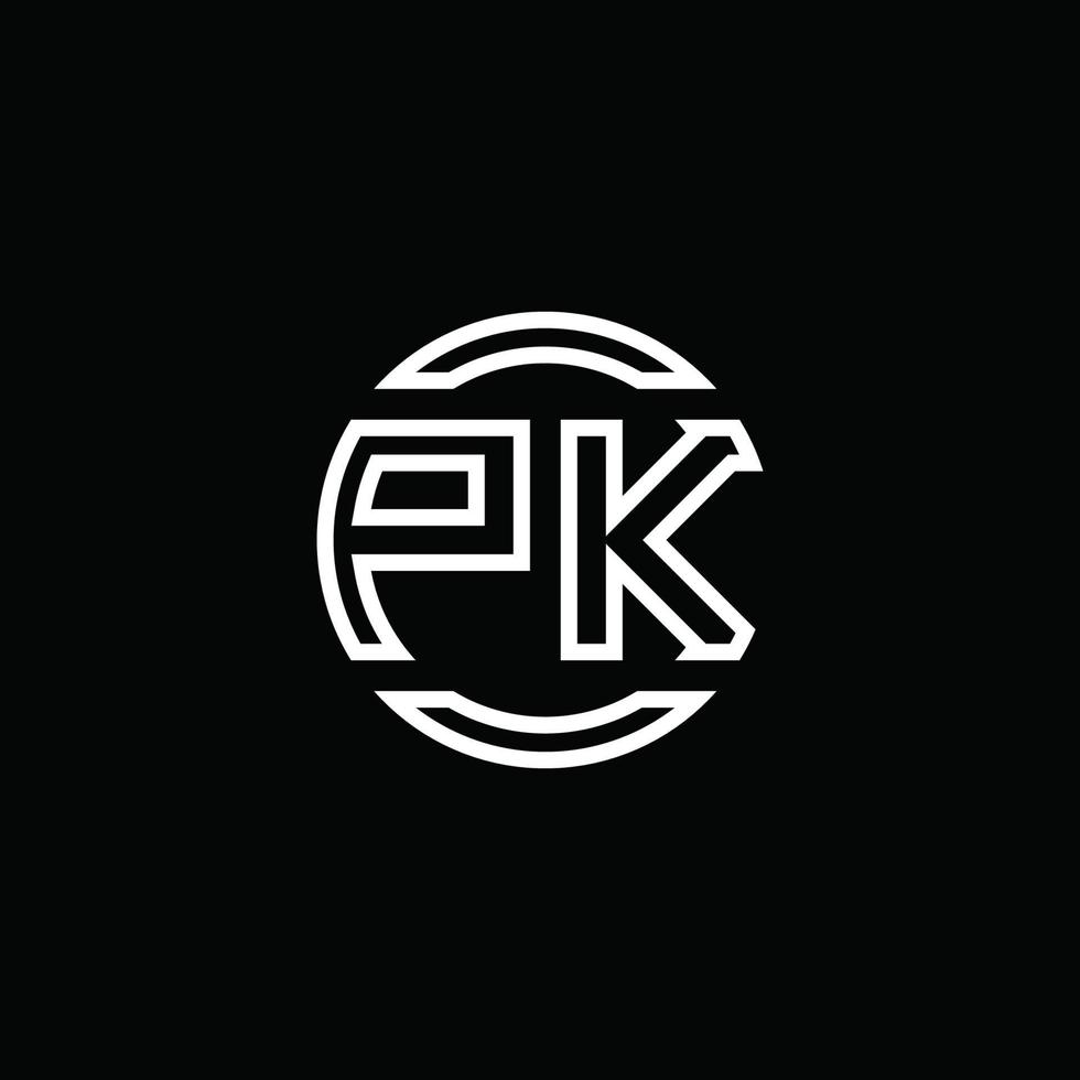 monogramme de logo pk avec modèle de conception arrondi de cercle d'espace négatif vecteur