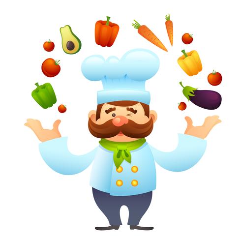 Chef avec des légumes vecteur