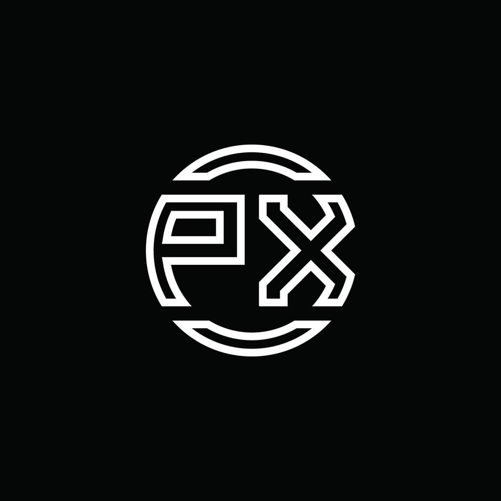 monogramme de logo px avec modèle de conception arrondi de cercle d'espace négatif vecteur