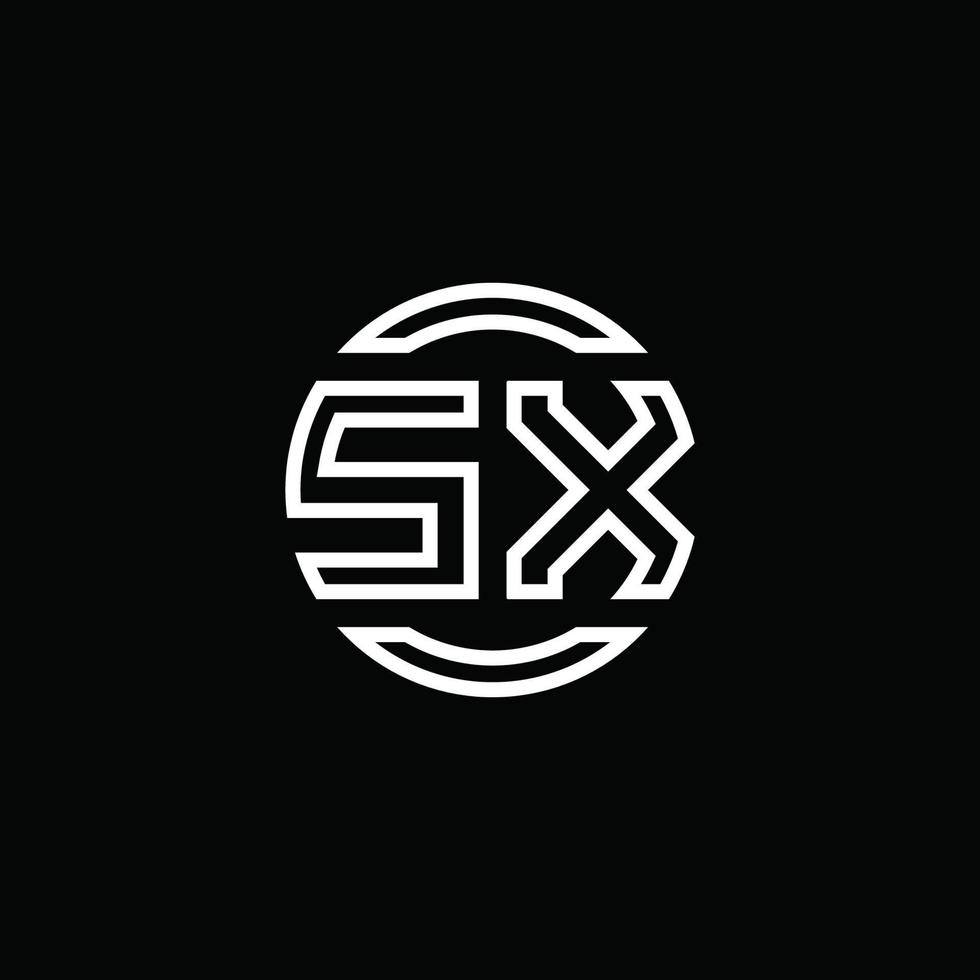 monogramme du logo sx avec modèle de conception arrondi de cercle d'espace négatif vecteur