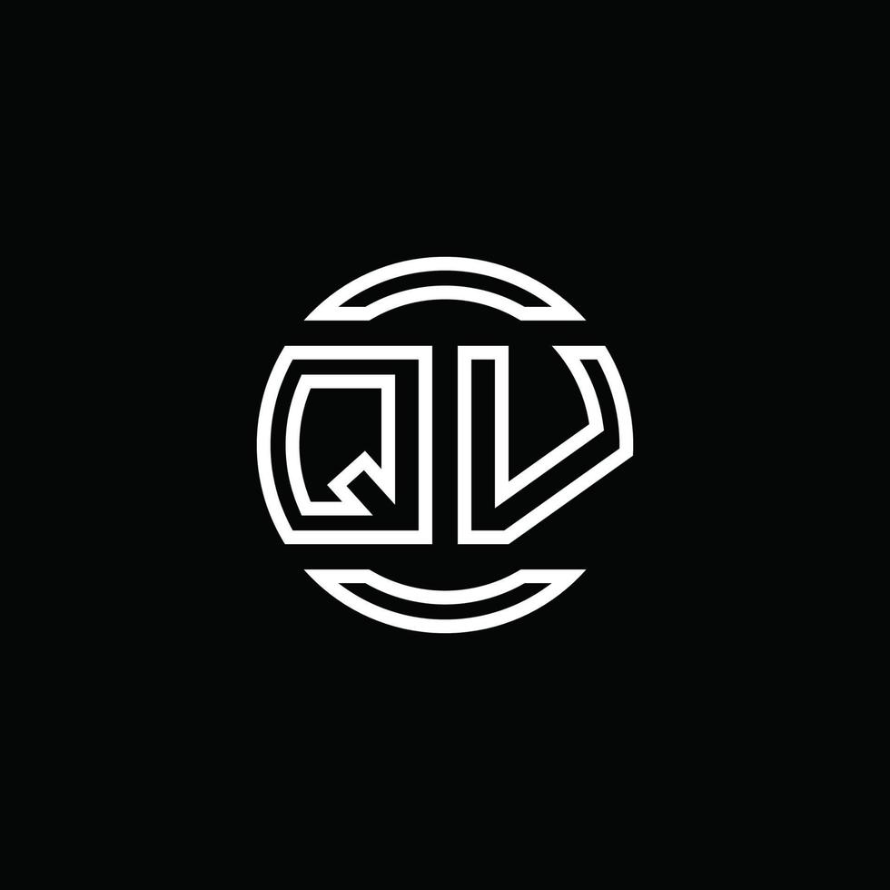 monogramme du logo qv avec un modèle de conception arrondi de cercle d'espace négatif vecteur