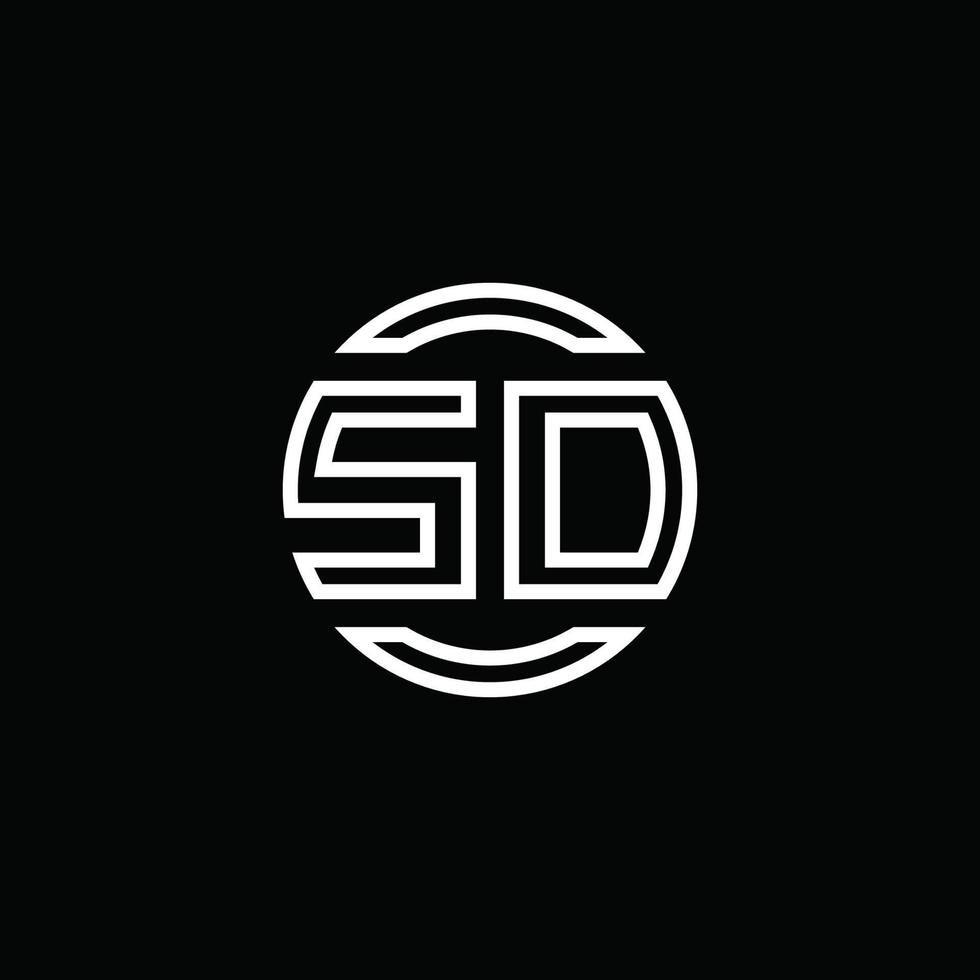 monogramme du logo sd avec un modèle de conception arrondi de cercle d'espace négatif vecteur