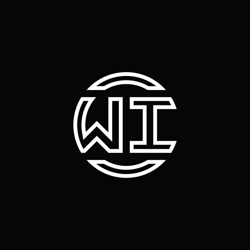 monogramme du logo wi avec un modèle de conception arrondi de cercle d'espace négatif vecteur