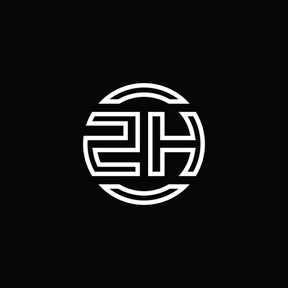 monogramme du logo zh avec un modèle de conception arrondi de cercle d'espace négatif vecteur