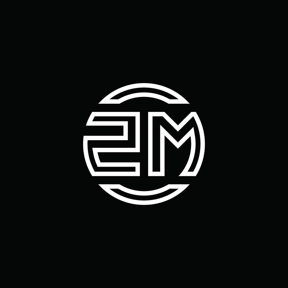 monogramme du logo zm avec un modèle de conception arrondi de cercle d'espace négatif vecteur