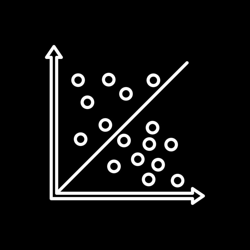 icône inversée de la ligne de graphique en nuage de points vecteur