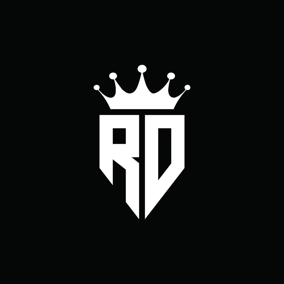 style emblème monogramme logo rd avec modèle de conception de forme de couronne vecteur