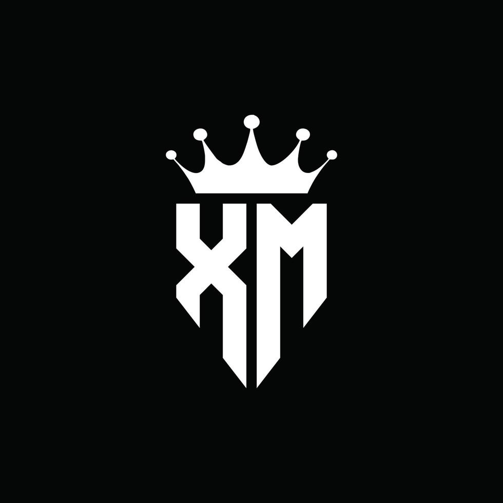 xm logo monogramme style emblème avec modèle de conception de forme de couronne vecteur