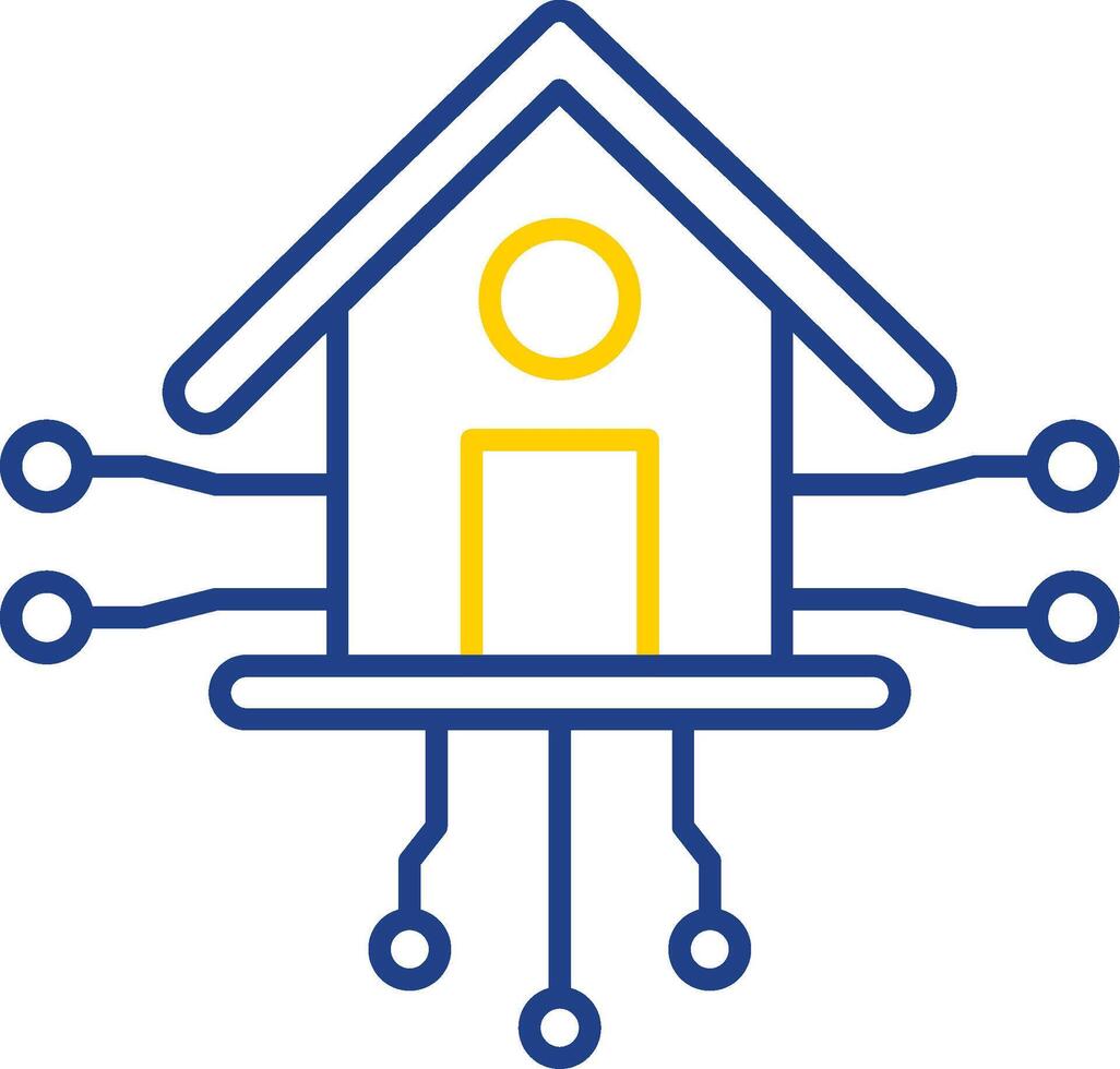 icône de deux couleurs de ligne de maison intelligente vecteur