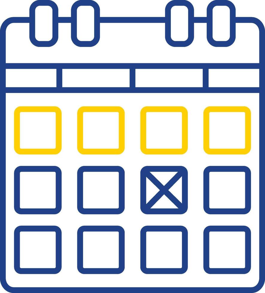 calendrier ligne deux icône de couleur vecteur