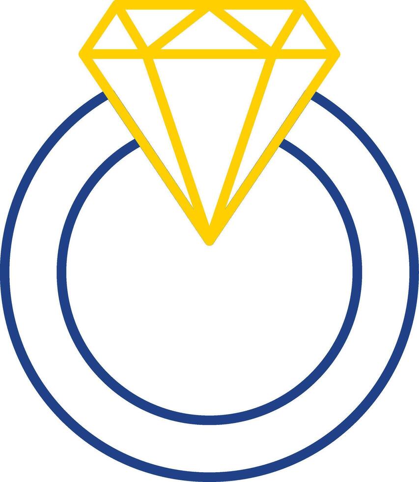 icône de deux couleurs de ligne de bague en diamant vecteur
