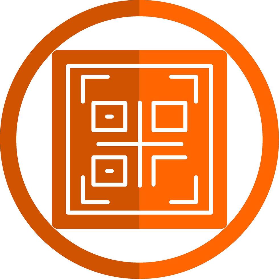 qr code glyphe Orange cercle icône vecteur