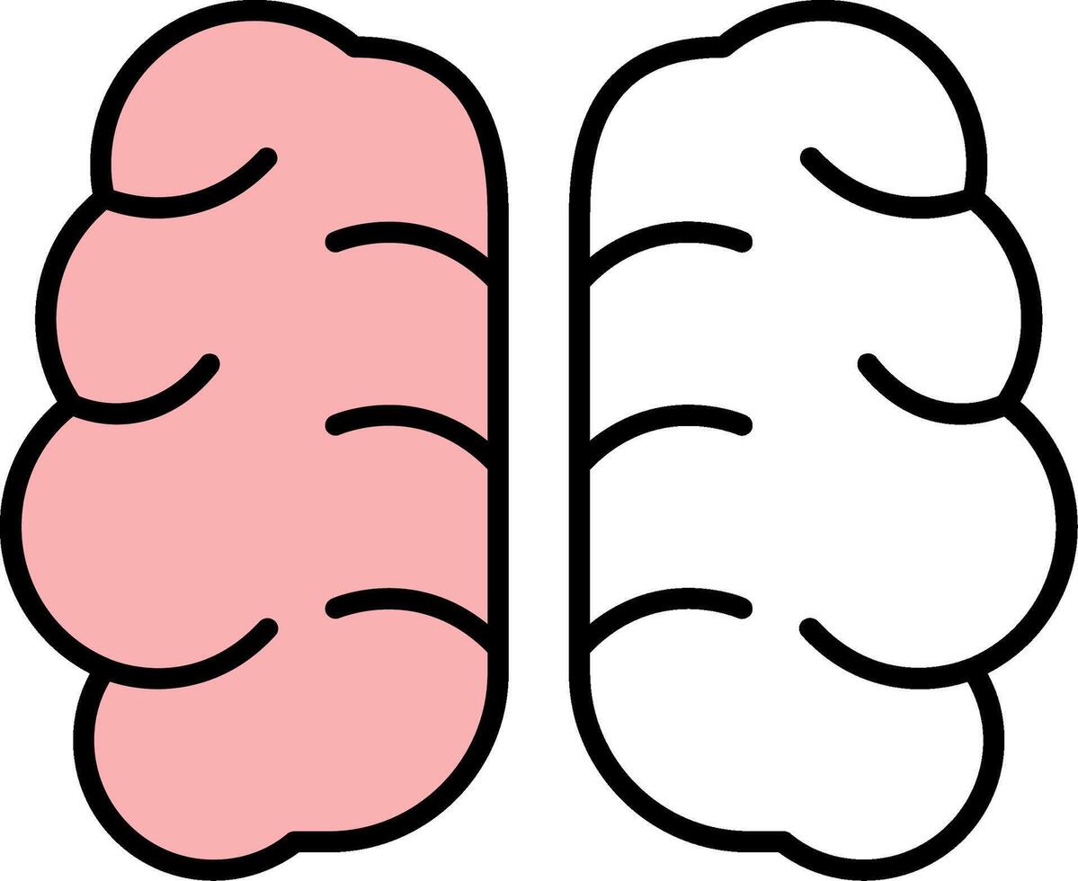 cerveau rempli moitié Couper icône vecteur