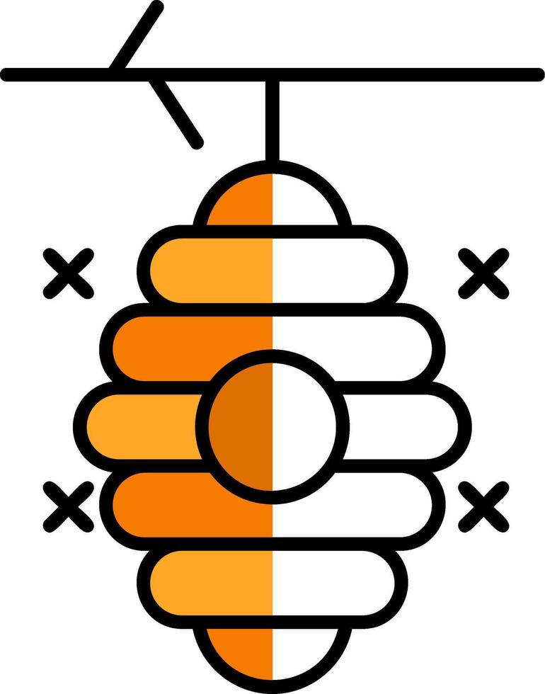 ruche rempli moitié Couper icône vecteur