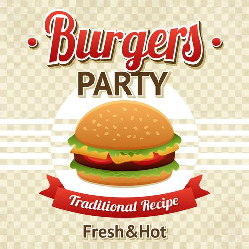 Affiche de fête de hamburger vecteur