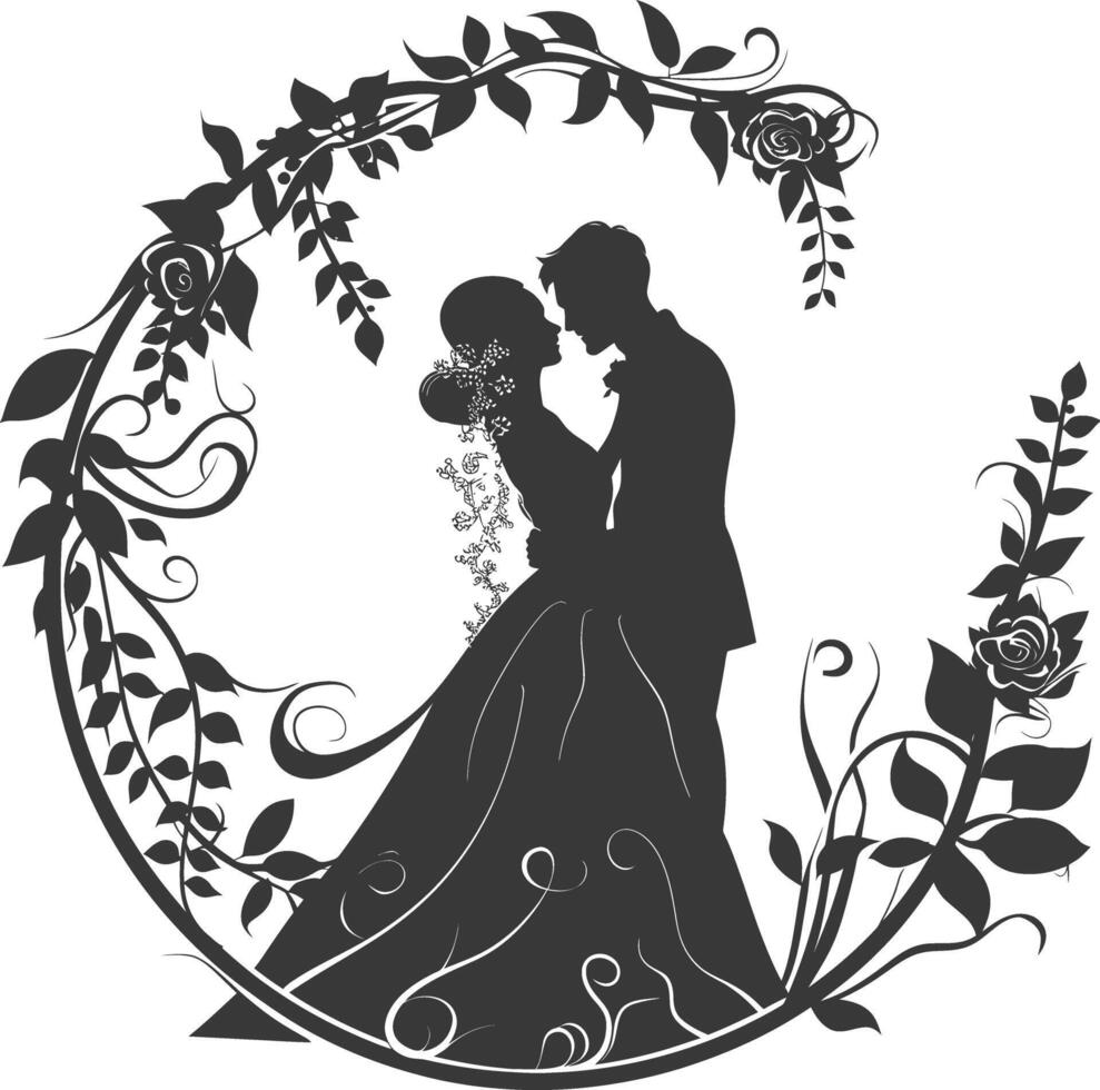 ai généré silhouette éléments de le la mariée et jeune marié pour mariage invitations sont noir seulement vecteur