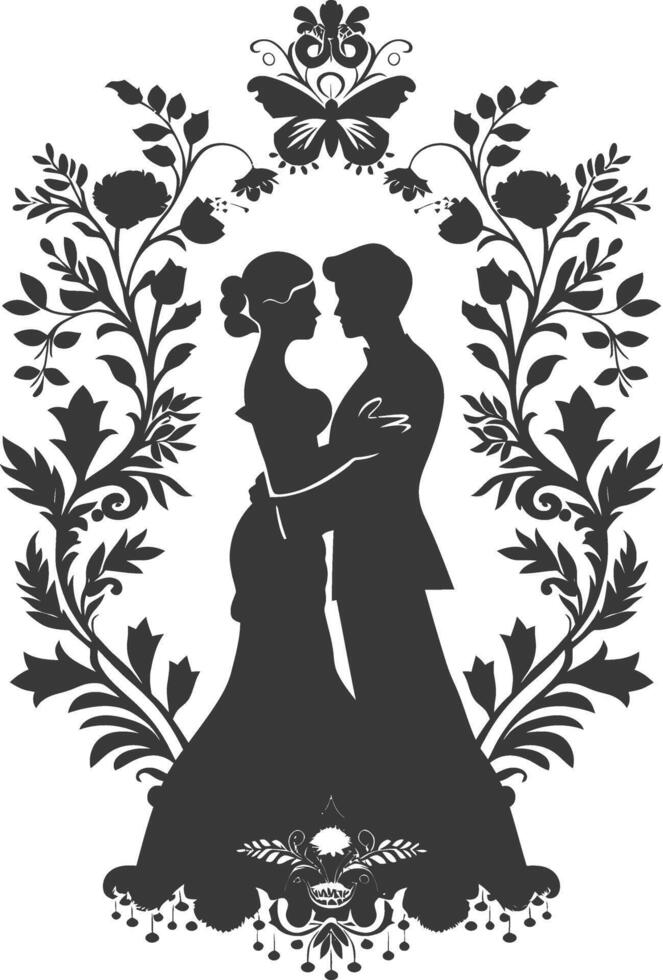 ai généré silhouette éléments de le la mariée et jeune marié pour mariage invitations sont noir seulement vecteur