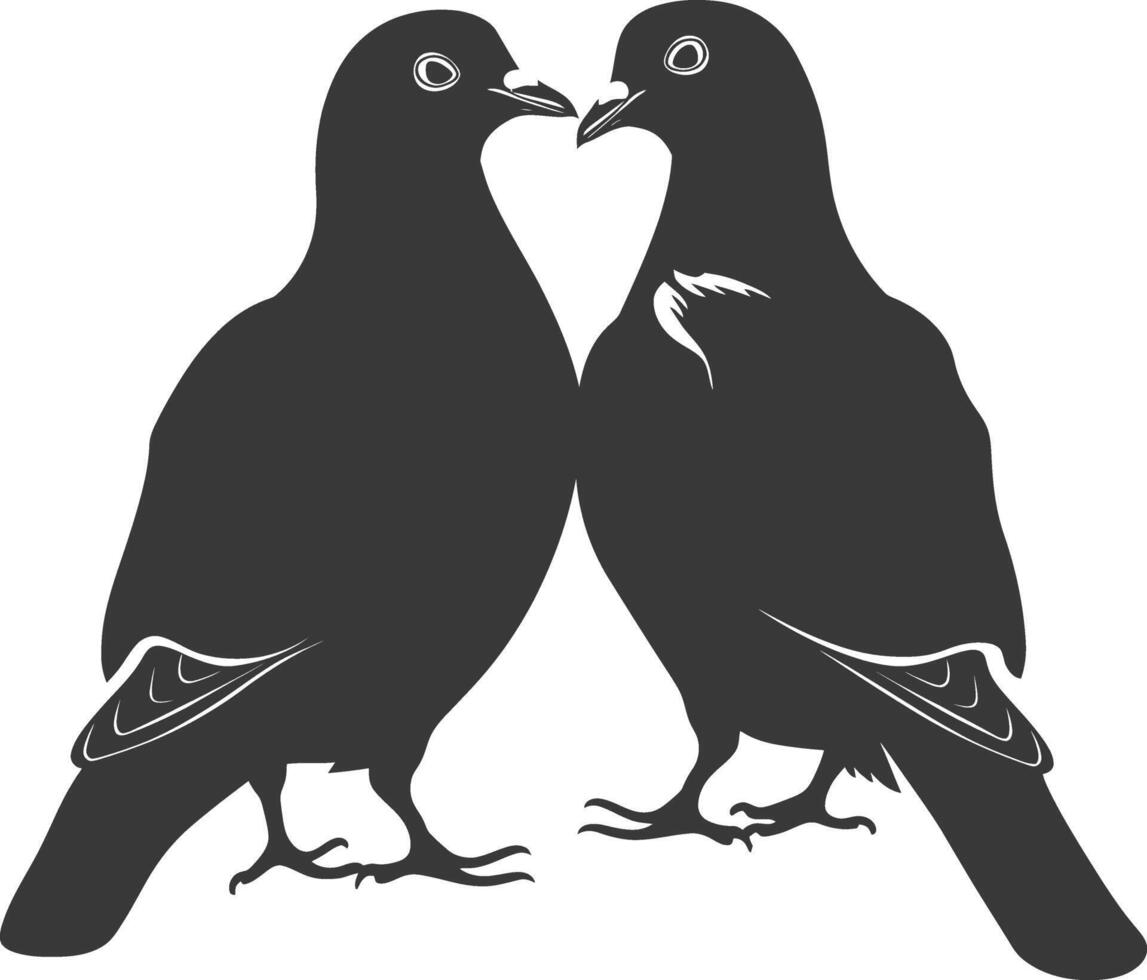 ai généré silhouette Colombe oiseau animal couple Pigeon noir Couleur seulement vecteur