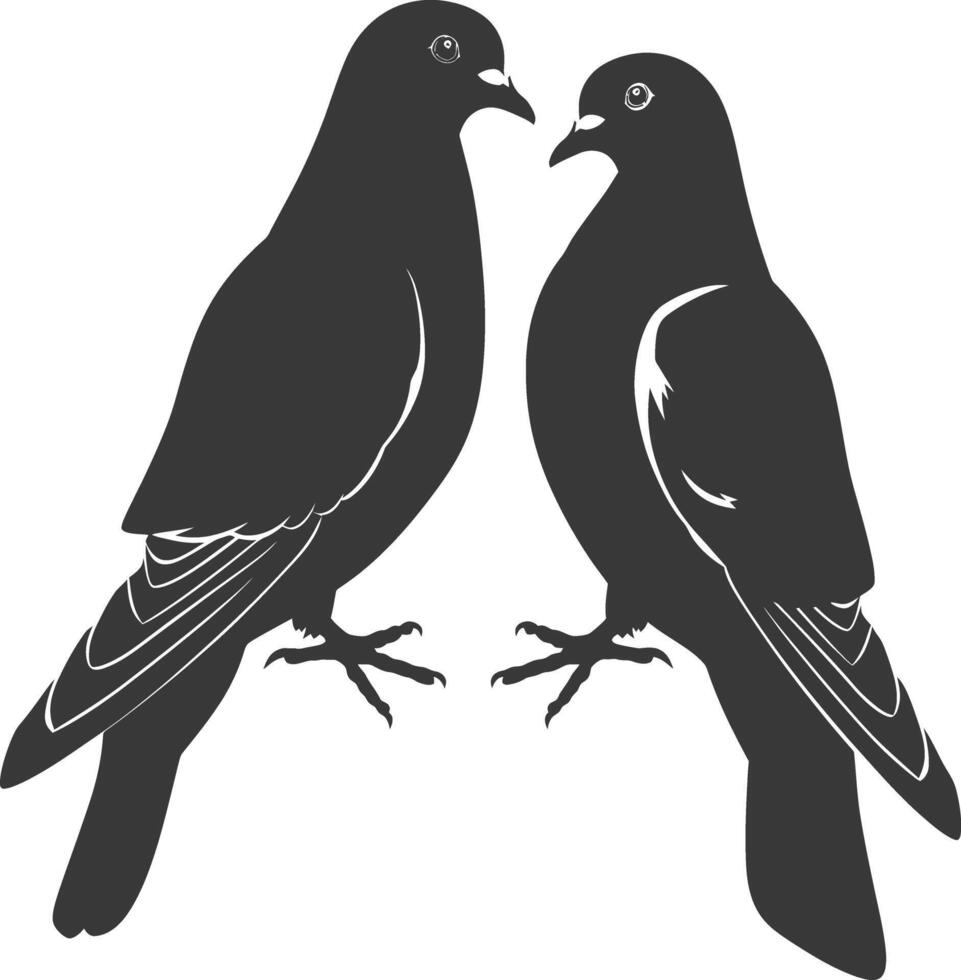 ai généré silhouette Colombe oiseau animal couple Pigeon noir Couleur seulement vecteur