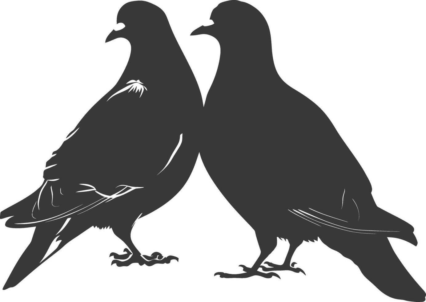 ai généré silhouette Colombe oiseau animal couple Pigeon noir Couleur seulement vecteur