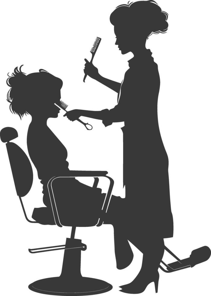 ai généré silhouette coiffeur dans action plein corps noir Couleur seulement vecteur