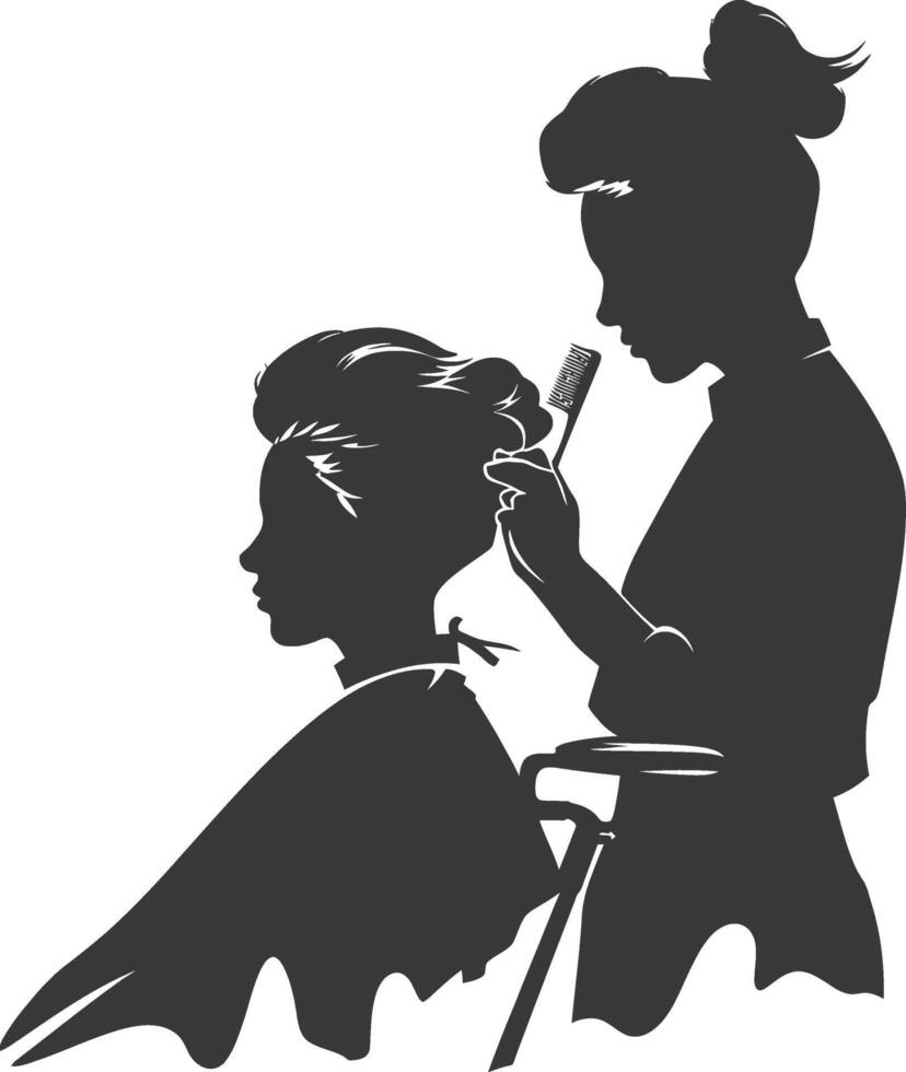 ai généré silhouette coiffeur dans action plein corps noir Couleur seulement vecteur