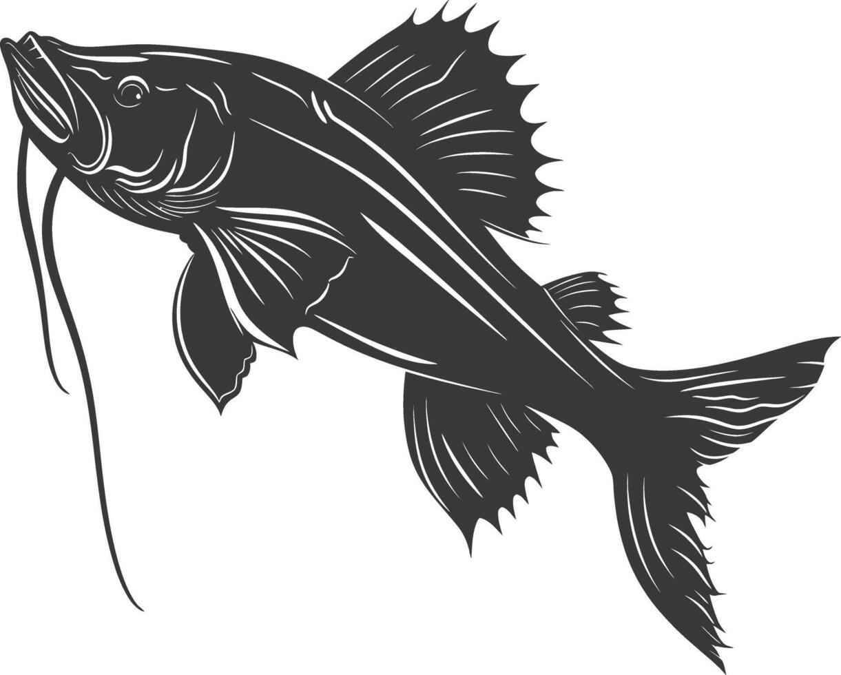 silhouette ventouse Poisson-chat poisson animal noir Couleur seulement vecteur