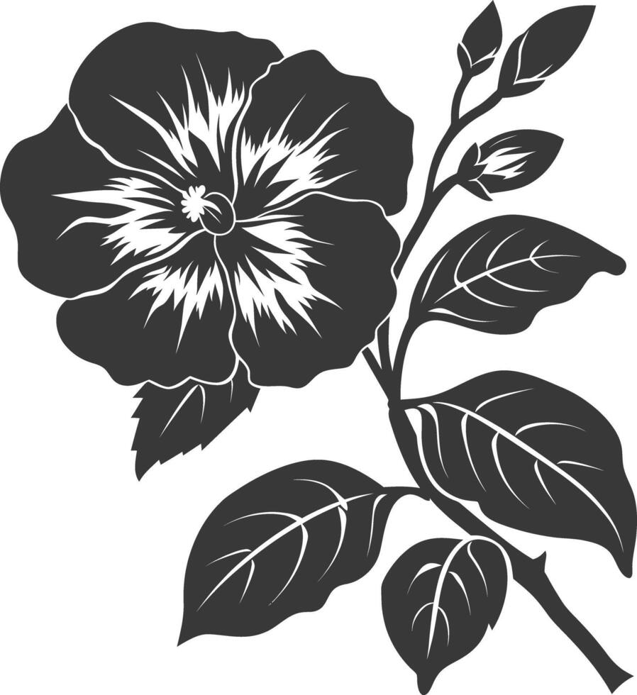 silhouette pervenche fleur noir Couleur seulement vecteur