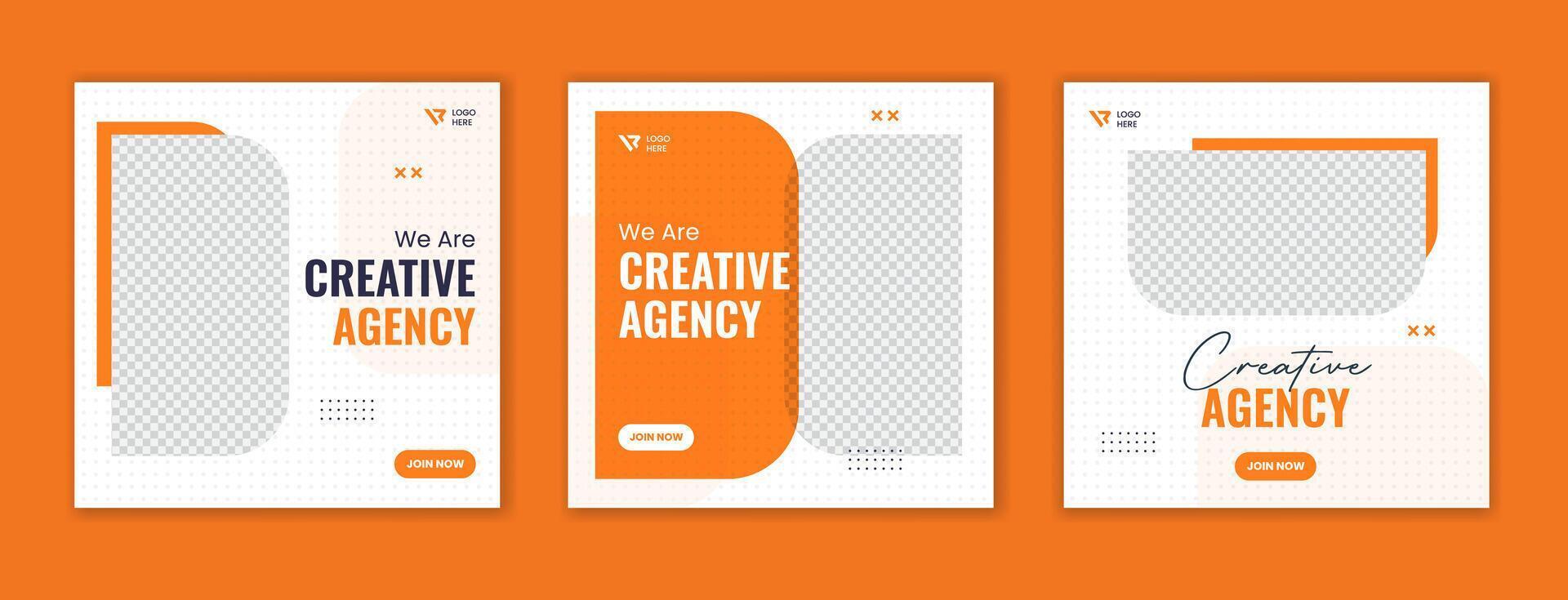 Orange minimal affaires social médias Publier conception, carré Créatif agence modèle vecteur