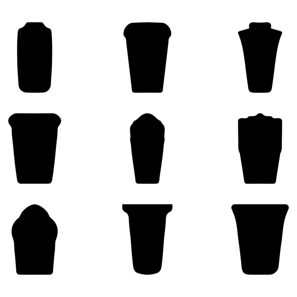 la glace mélange boisson silhouette icône ensemble vecteur