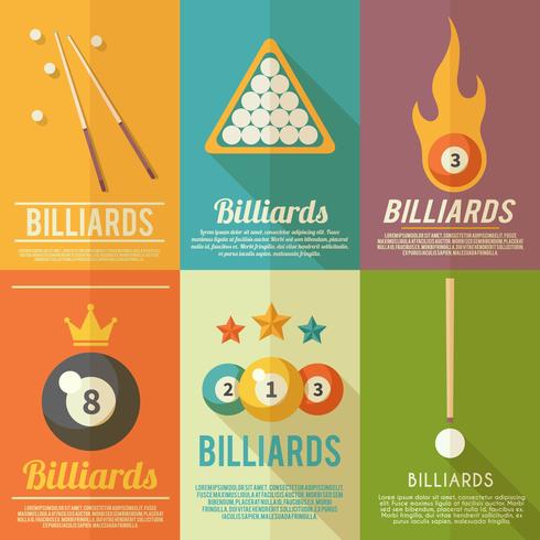 Jeu d&#39;affiches de billard vecteur