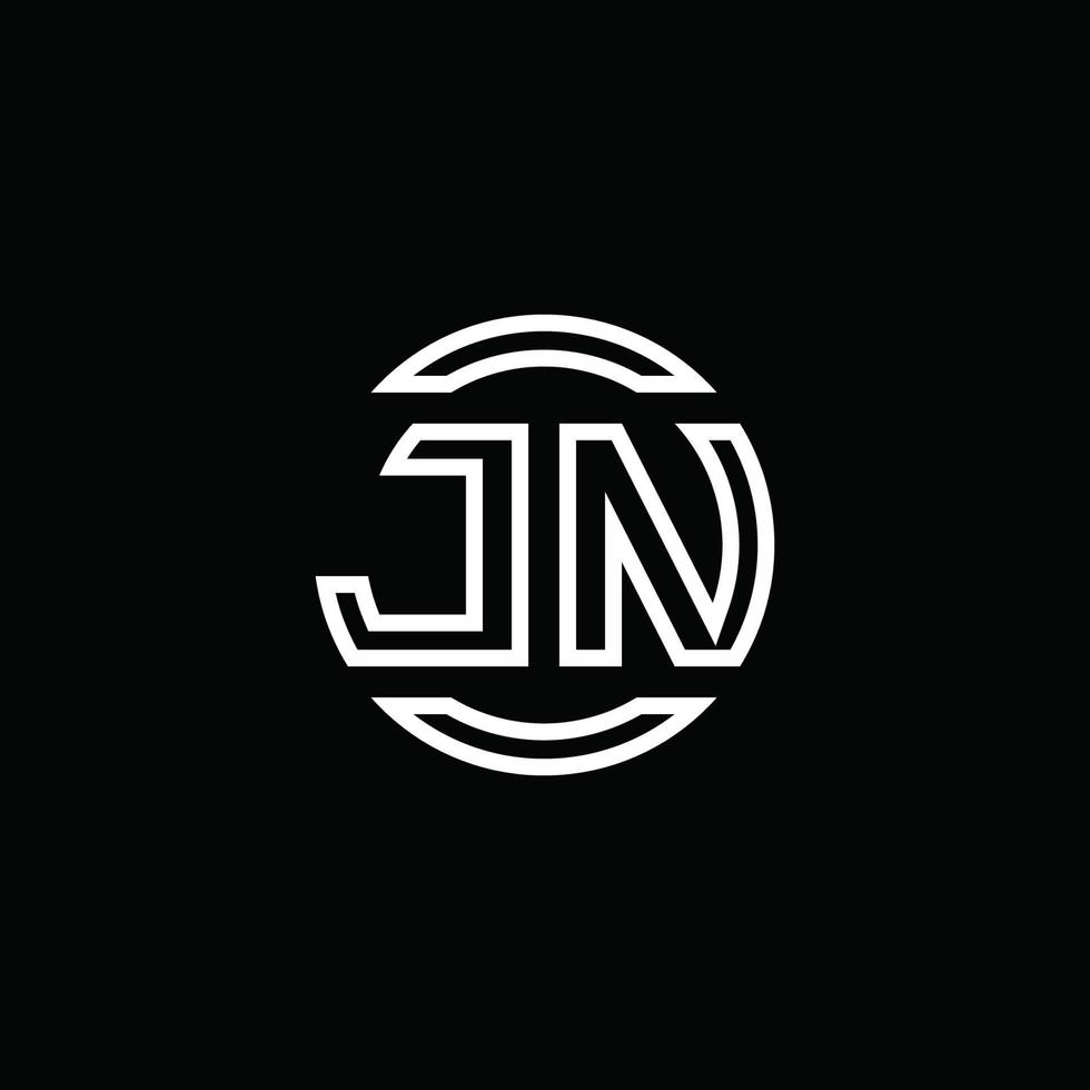 monogramme du logo jn avec un modèle de conception arrondi de cercle d'espace négatif vecteur