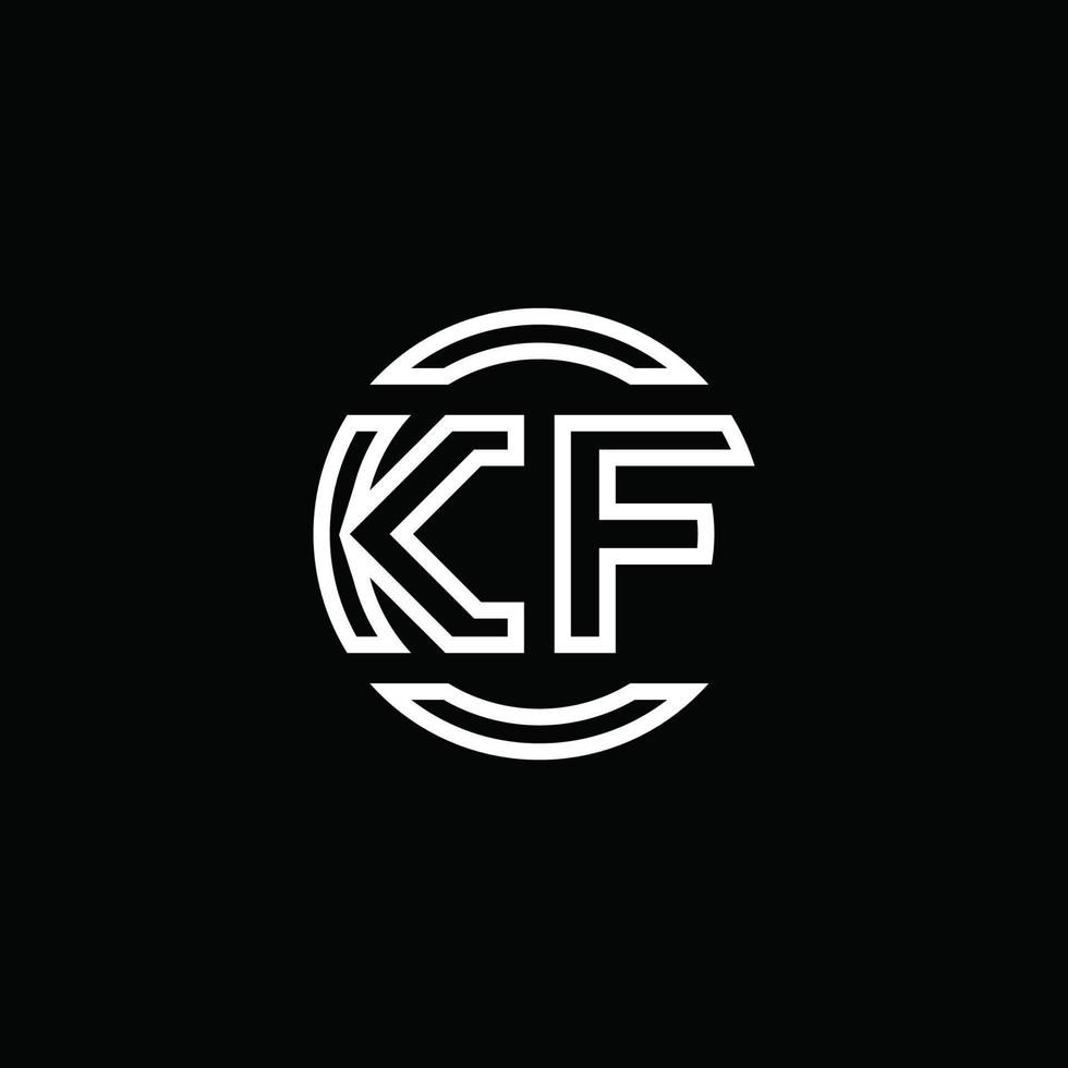 monogramme du logo kf avec modèle de conception arrondi de cercle d'espace négatif vecteur