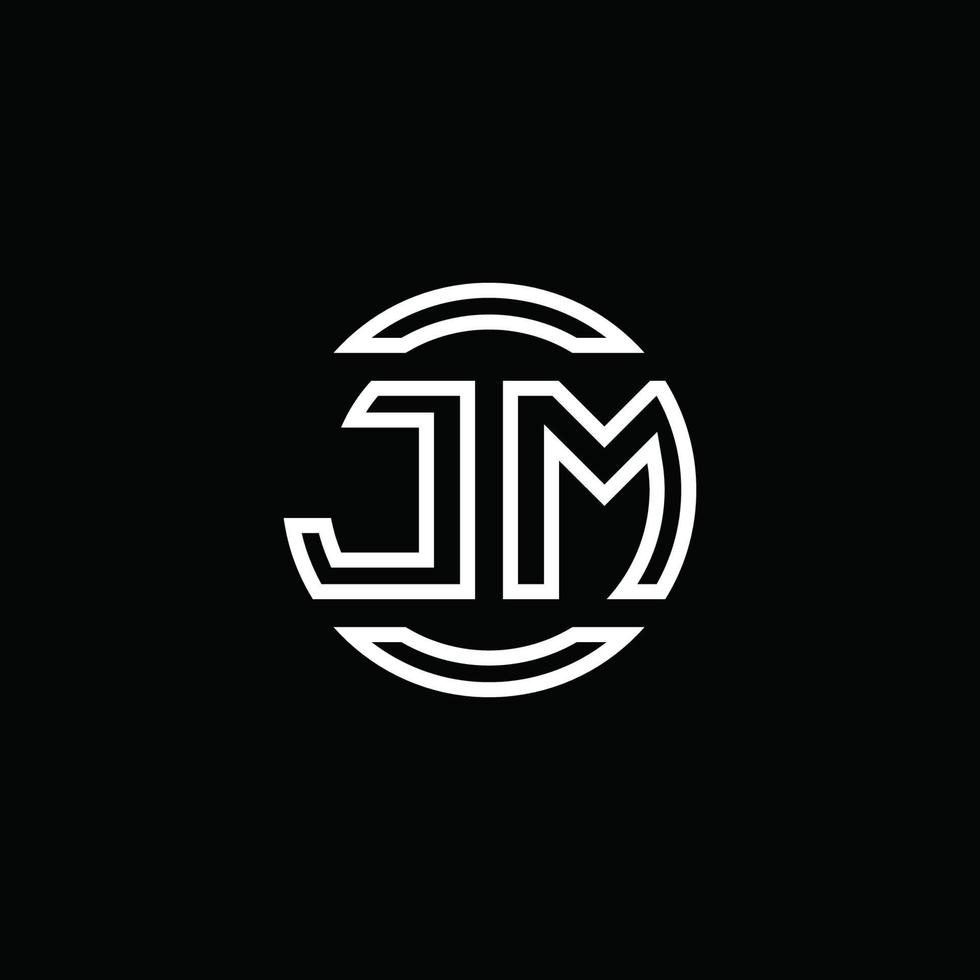 monogramme du logo jm avec un modèle de conception arrondi de cercle d'espace négatif vecteur