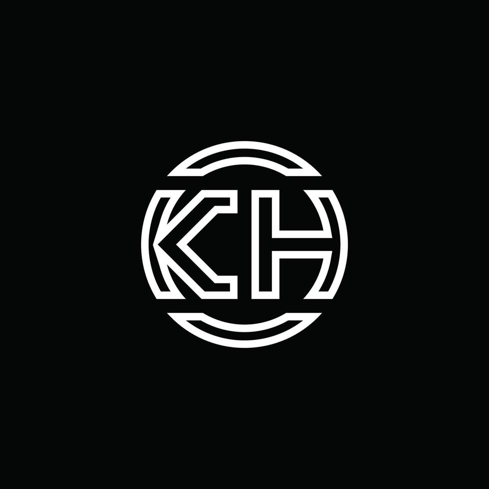 monogramme du logo kh avec modèle de conception arrondi de cercle d'espace négatif vecteur