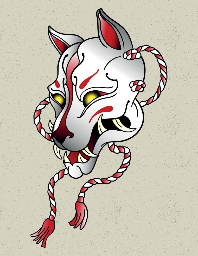 tatouage de masque japon kitsune vecteur