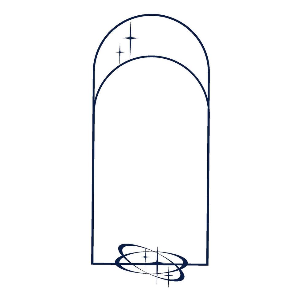 esthétique Cadre minimal élément. y2k graphique forme avec étoile et doubler. esthétique illustration. géométrique cambre pour moderne conception vecteur