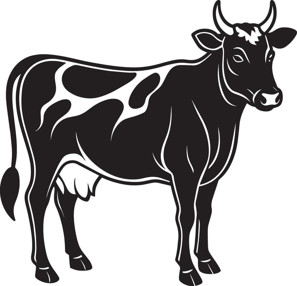 noir et blanc vache. illustration isolé sur blanc Contexte. vecteur