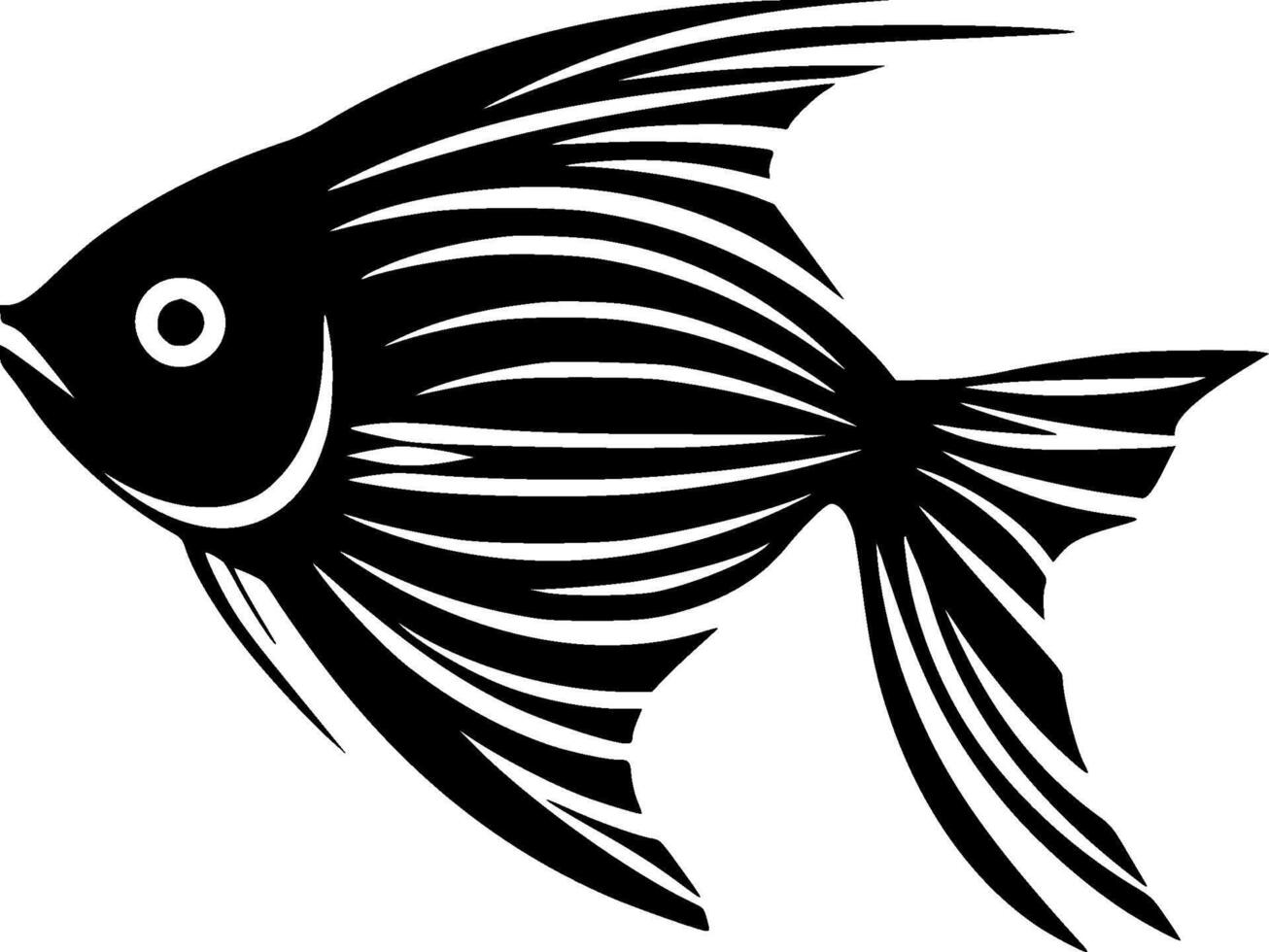 poisson ange - noir et blanc isolé icône - illustration vecteur