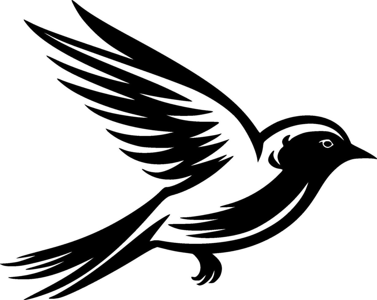 oiseau - noir et blanc isolé icône - illustration vecteur