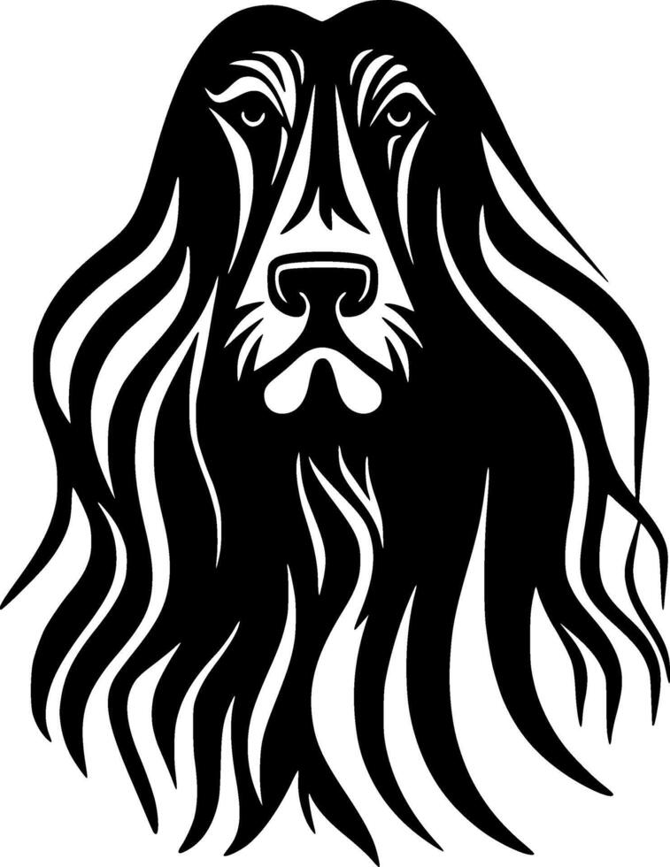 afghan chien - noir et blanc isolé icône - illustration vecteur
