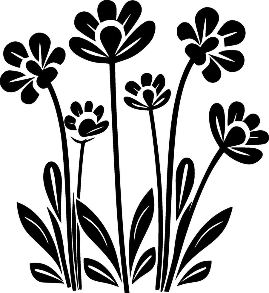 fleurs - noir et blanc isolé icône - illustration vecteur