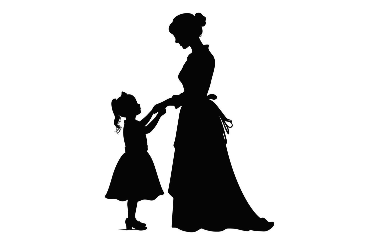 maman et enfant silhouette isolé sur une blanc Contexte vecteur