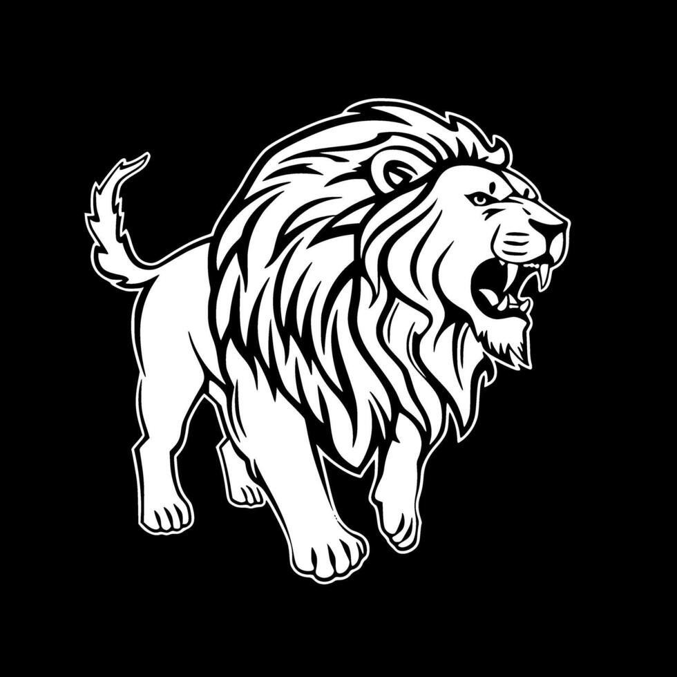 Lion - noir et blanc isolé icône - illustration vecteur