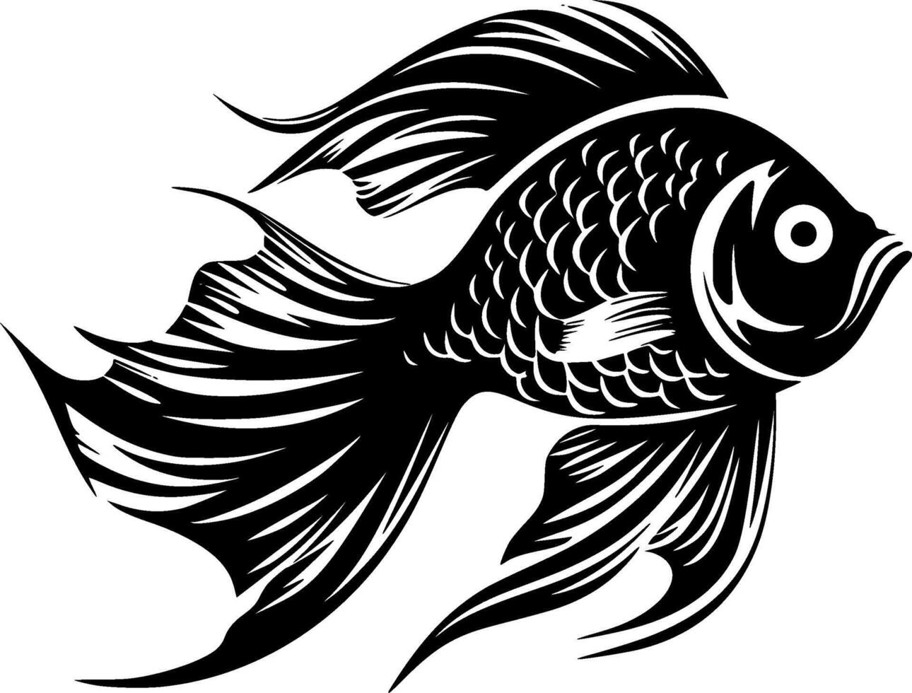 poisson - noir et blanc isolé icône - illustration vecteur