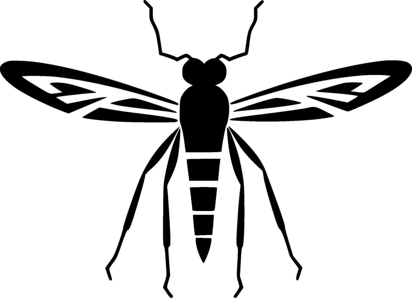 moustique - noir et blanc isolé icône - illustration vecteur