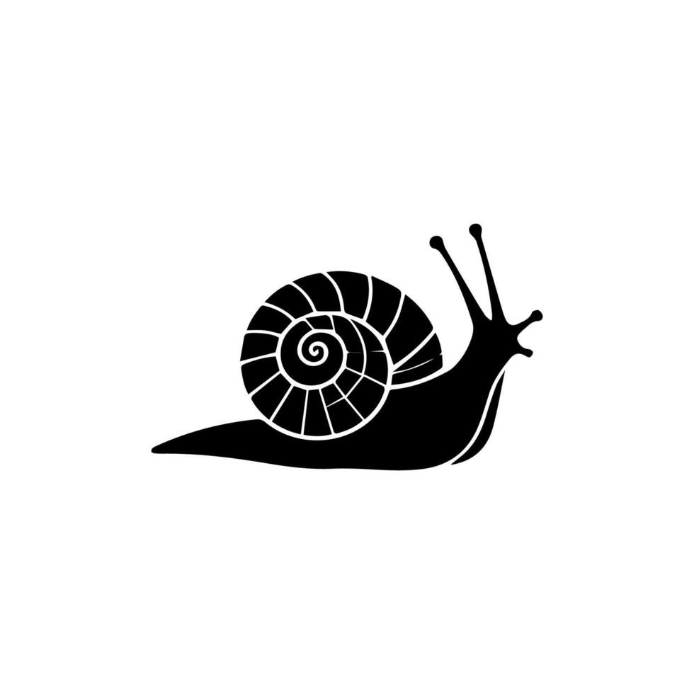 escargot silhouette icône. limace dans coquille crawl pictogramme. hélix lent, mignonne escargot en mouvement. visqueux mangeable spirale mollusque symbole collection. faune concept. isolé illustration. vecteur